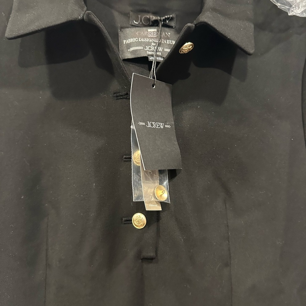 J. Crew Parc Black Polo-Style Dress with Gold Buttons 4 way stretch - Picture 3 of 8